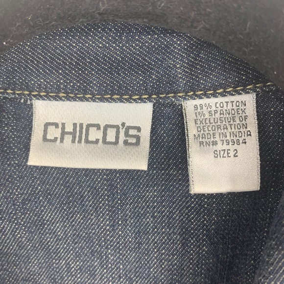 Chico's womens 2 large vest denim embroidered jewels southwest sleeveless - Picture 4 of 7